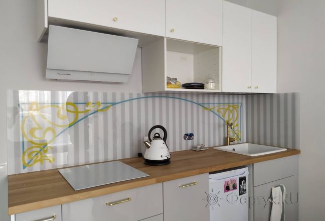 Стеновая панель фото: вертикальные полосы и узор, заказ #ИНУТ-9108, Серая кухня.
