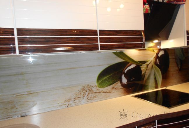 Фартук с фотопечатью фото: ветка маслины, заказ #УТ-1651, Коричневая кухня. Изображение 111836