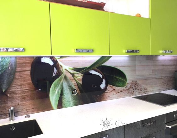 Скинали для кухни фото: ветка маслины, заказ #КРУТ-788, Зеленая кухня.