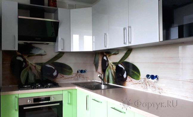 Скинали для кухни фото: ветка маслины, заказ #ИНУТ-1557, Зеленая кухня.