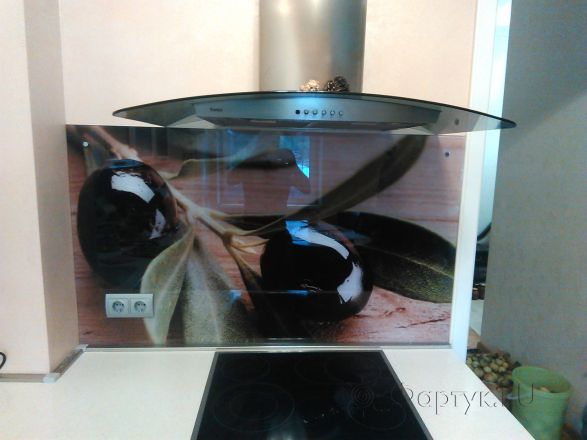 Фартук для кухни фото: ветка оливы, заказ #УТ-1049, Белая кухня.