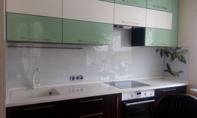 Скинали для кухни фото: ветка оливы, заказ #ИНУТ-1244, Зеленая кухня.