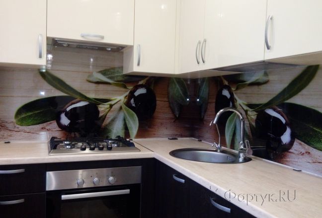 Фартук с фотопечатью фото: ветка оливы на древесном фоне, заказ #ГМУТ-195, Коричневая кухня. Изображение 111836