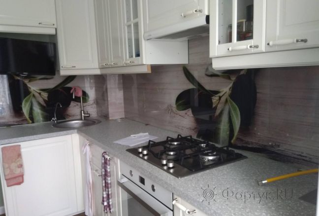 Фартук для кухни фото: ветки маслины, заказ #ИНУТ-4202, Белая кухня.