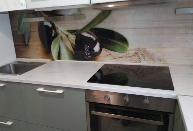 Стеновая панель фото: ветки маслины, заказ #ИНУТ-4702, Серая кухня. Изображение 111836