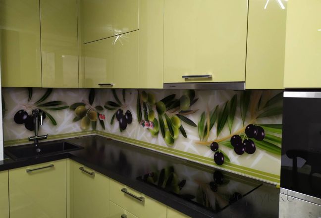 Скинали для кухни фото: ветки маслины и оливы, заказ #ИНУТ-4663, Зеленая кухня. Изображение 183464