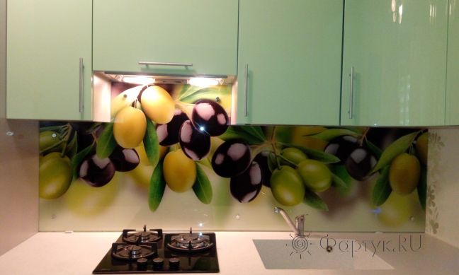 Скинали для кухни фото: ветки оливы, заказ #ГМУТ-294, Зеленая кухня.