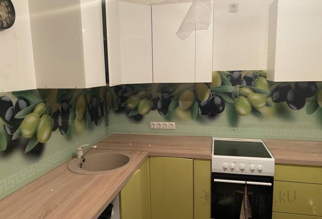 Скинали для кухни фото: ветки оливы, заказ #КРУТ-2933, Зеленая кухня. Изображение 84370