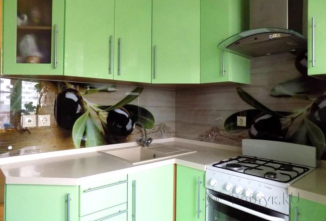 Скинали для кухни фото: ветки оливы, заказ #УТ-392, Зеленая кухня. Изображение 111836