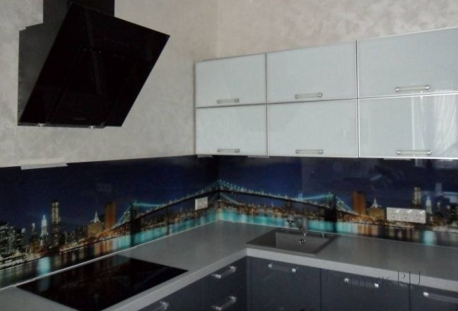 Стеновая панель фото: вид на бруклин., заказ #S-950, Серая кухня. Изображение 110846