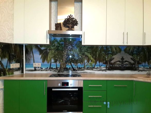 Скинали для кухни фото: вид на красивый берег., заказ #SK-820, Зеленая кухня.