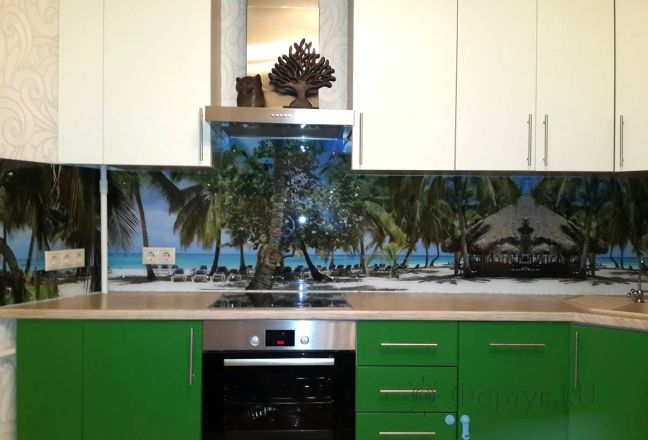 Скинали для кухни фото: вид на красивый берег., заказ #SK-820, Зеленая кухня.