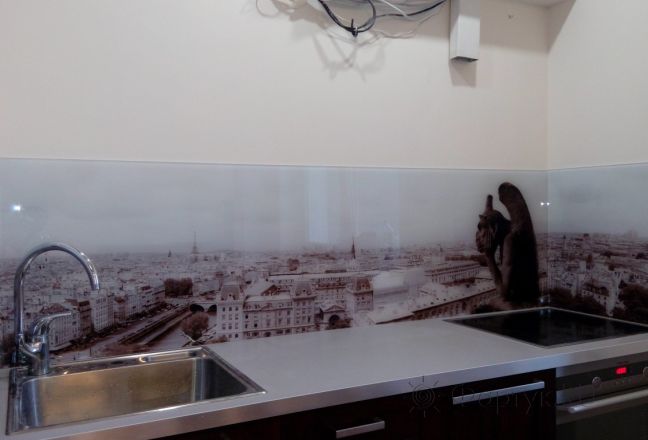Фартук с фотопечатью фото: вид на париж, заказ #УТ-1107, Коричневая кухня. Изображение 110816