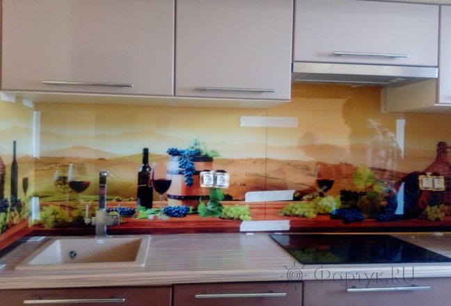 Стеновая панель фото: вино и фрукты, заказ #ИНУТ-1058, Серая кухня. Изображение 205144