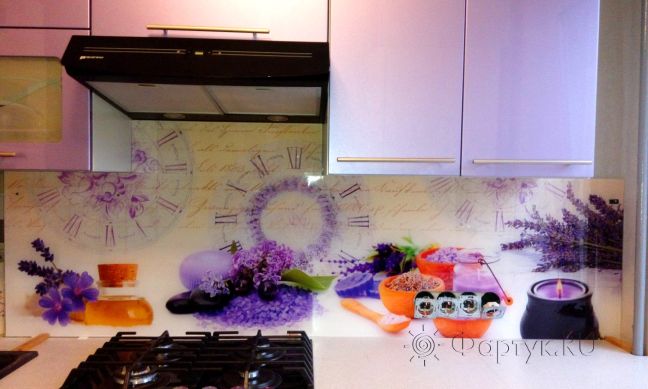 Фартук фото: винтажный коллаж с цветами, заказ #УТ-1230, Фиолетовая кухня.