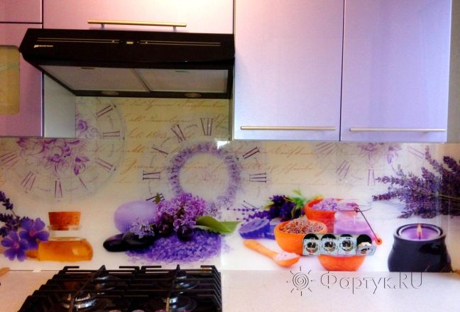 Фартук фото: винтажный коллаж с цветами, заказ #УТ-1230, Фиолетовая кухня. Изображение 87212