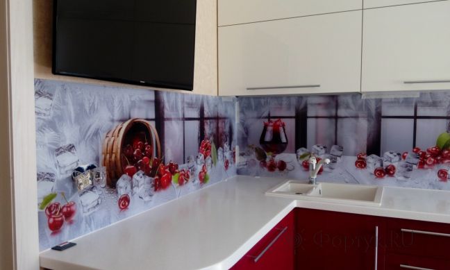 Скинали фото: вишня со льдом, заказ #ГМУТ-323, Красная кухня.