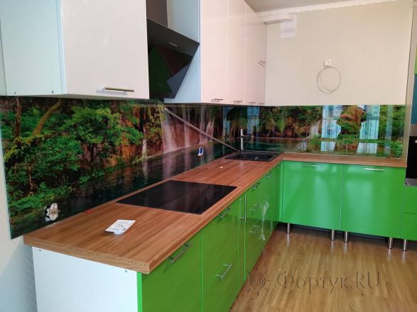 Скинали для кухни фото: водопад, заказ #ИНУТ-6688, Зеленая кухня.