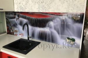 Скинали фото: водопад, заказ #КРУТ-2568, Красная кухня.