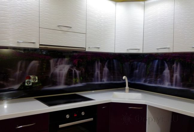 Фартук фото: водопад в цветах, заказ #УТ-2273, Фиолетовая кухня. Изображение 191042