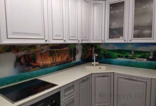 Фартук для кухни фото: водопады и река, заказ #ИНУТ-10220, Белая кухня. Изображение 183158