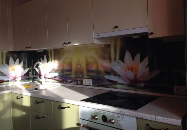 Скинали для кухни фото: водяные лилии, заказ #УТ-244, Зеленая кухня.