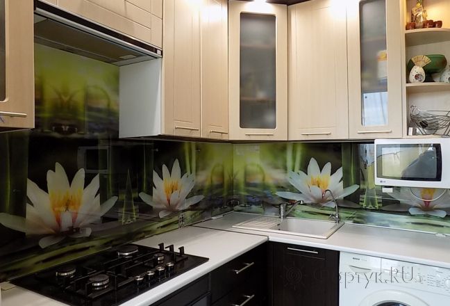 Фартук с фотопечатью фото: водяные лилии, заказ #УТ-610, Коричневая кухня. Изображение 111902