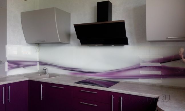 Фартук фото: волна, заказ #ГМУТ-485, Фиолетовая кухня.