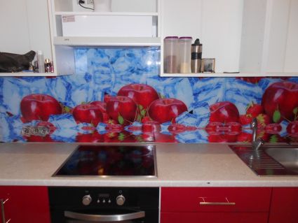 Скинали фото: яблоко и лед, заказ #УТ-1373, Красная кухня.
