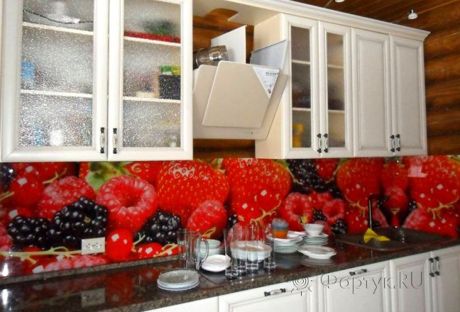 Фартук для кухни фото: ягодное изобилие., заказ #S-947, Белая кухня.