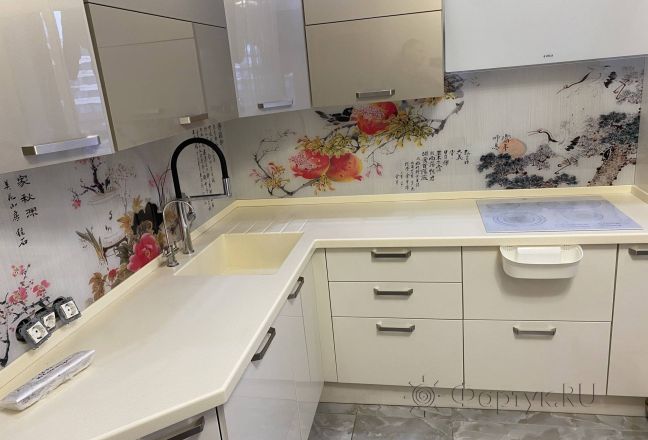 Фартук для кухни фото: японские мотивы, заказ #КРУТ-3899, Белая кухня. Изображение 186490