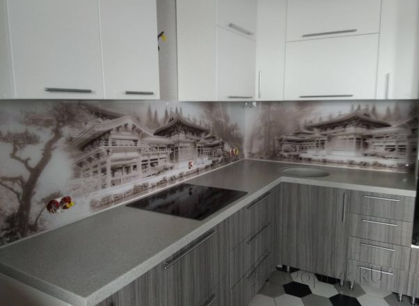 Стеновая панель фото: японский коллаж, заказ #ИНУТ-3416, Серая кухня.