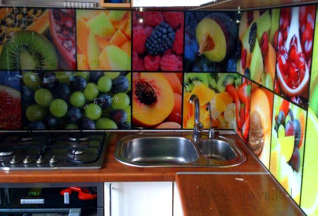 Фартук с фотопечатью фото: яркие фрукты., заказ #SK-403, Коричневая кухня.