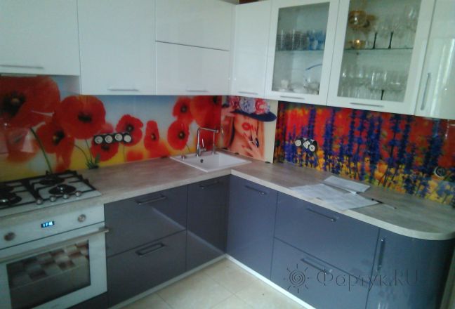 Стеновая панель фото: яркий коллаж, заказ #УТ-1201, Серая кухня.