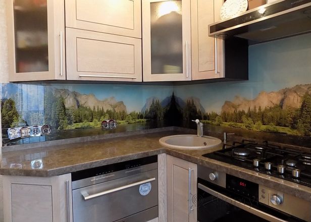 Стеновая панель фото: йосемитский национальный парк, заказ #УТ-385, Серая кухня.