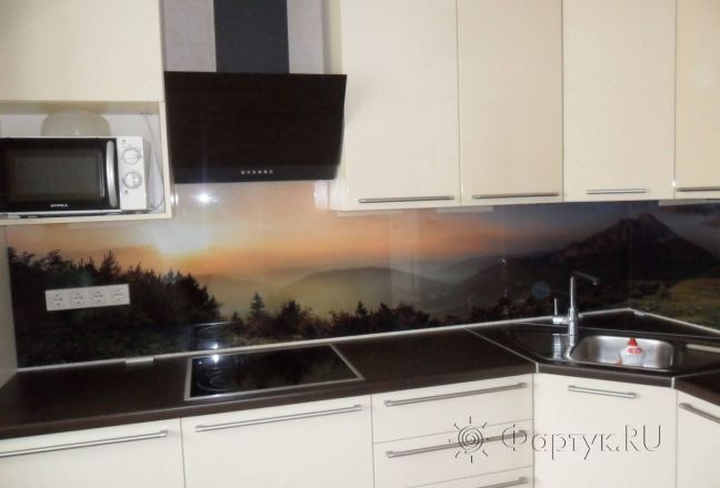 Фартук для кухни фото: закат над горами., заказ #SN-232, Белая кухня. Изображение 111722