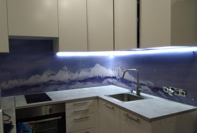 Фартук для кухни фото: заснеженные горы, заказ #ИНУТ-4851, Белая кухня. Изображение 203596