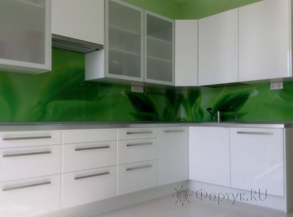 Фартук для кухни фото: зелень листвы., заказ #SK-331, Белая кухня.
