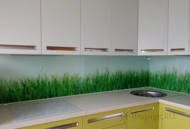 Скинали для кухни фото: зеленая трава, заказ #УТ-1192, Зеленая кухня. Изображение 111432