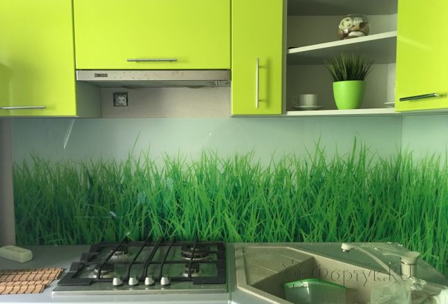 Скинали для кухни фото: зеленая трава, заказ #КРУТ-743, Зеленая кухня. Изображение 111432