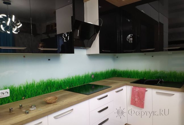 Скинали фото: зеленая трава, заказ #ИНУТ-6788, Черная кухня. Изображение 111432