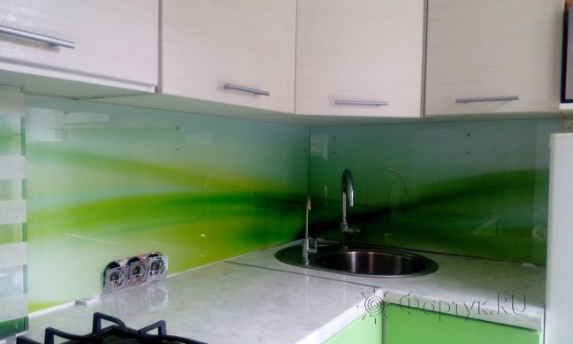 Скинали для кухни фото: зеленая волна, заказ #ИНУТ-1267, Зеленая кухня.