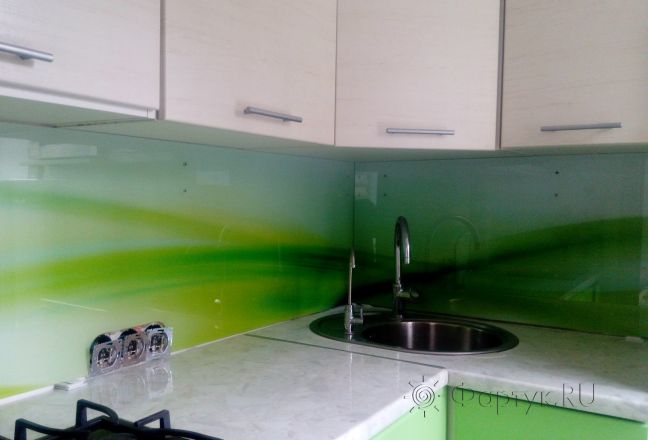 Скинали для кухни фото: зеленая волна, заказ #ИНУТ-1267, Зеленая кухня. Изображение 110430