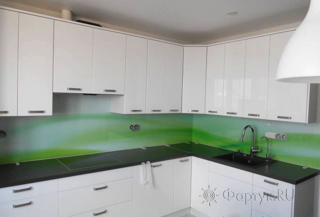Фартук для кухни фото: зеленные оттенки, заказ #SK-1213, Белая кухня.