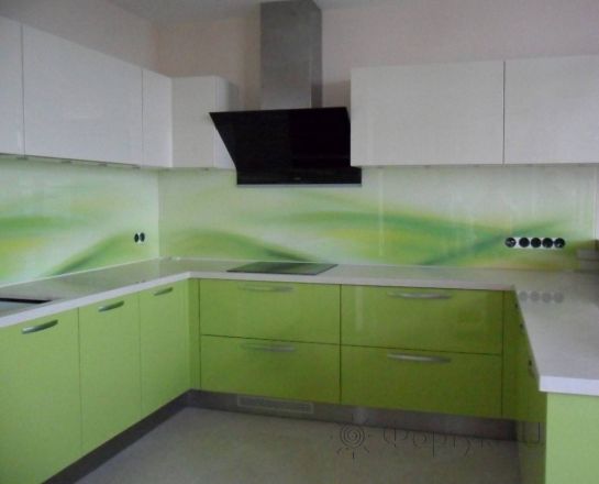 Скинали для кухни фото: зеленые волны., заказ #SN-194, Зеленая кухня.
