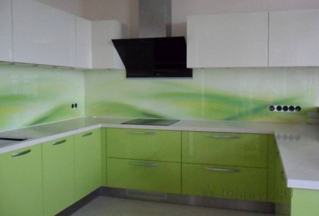 Скинали для кухни фото: зеленые волны., заказ #SN-194, Зеленая кухня. Изображение 110430