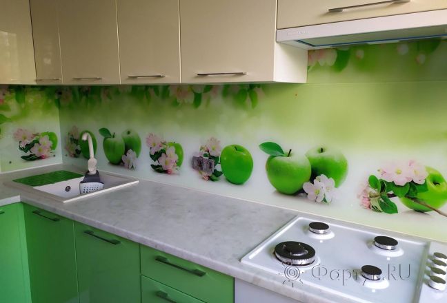 Скинали для кухни фото: зеленые яблоки, заказ #ИНУТ-4369, Зеленая кухня. Изображение 198540