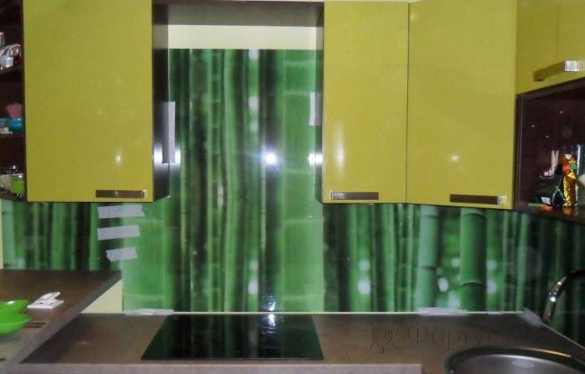 Скинали для кухни фото: зеленый бамбук , заказ #S-841, Зеленая кухня.