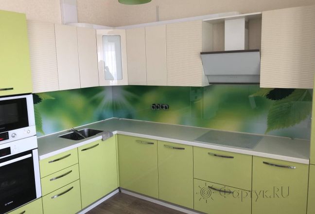 Скинали для кухни фото: зеленый лист, заказ #ИНУТ-3252, Зеленая кухня. Изображение 183748