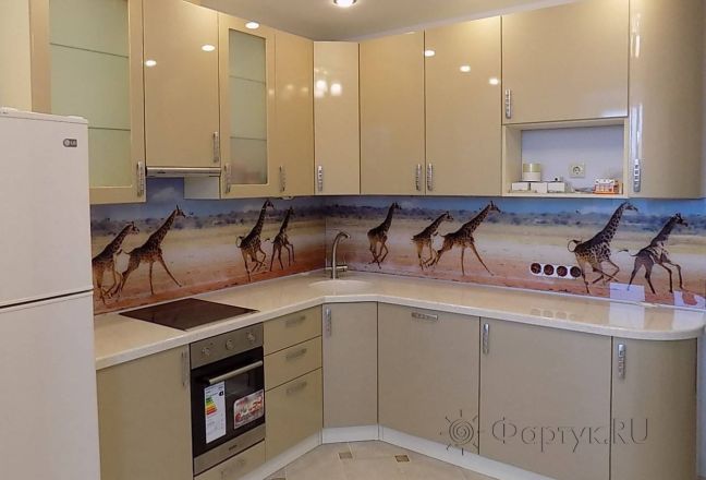 Фартук с фотопечатью фото: жирафы, заказ #УТ-248, Коричневая кухня. Изображение 147204